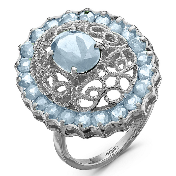 Кольцо, серебро, топаз, 101521-002-0019